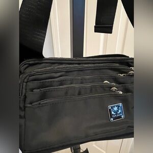 Top Gun Black Extra-Large Messenger/Waist Bag with 7 compartments